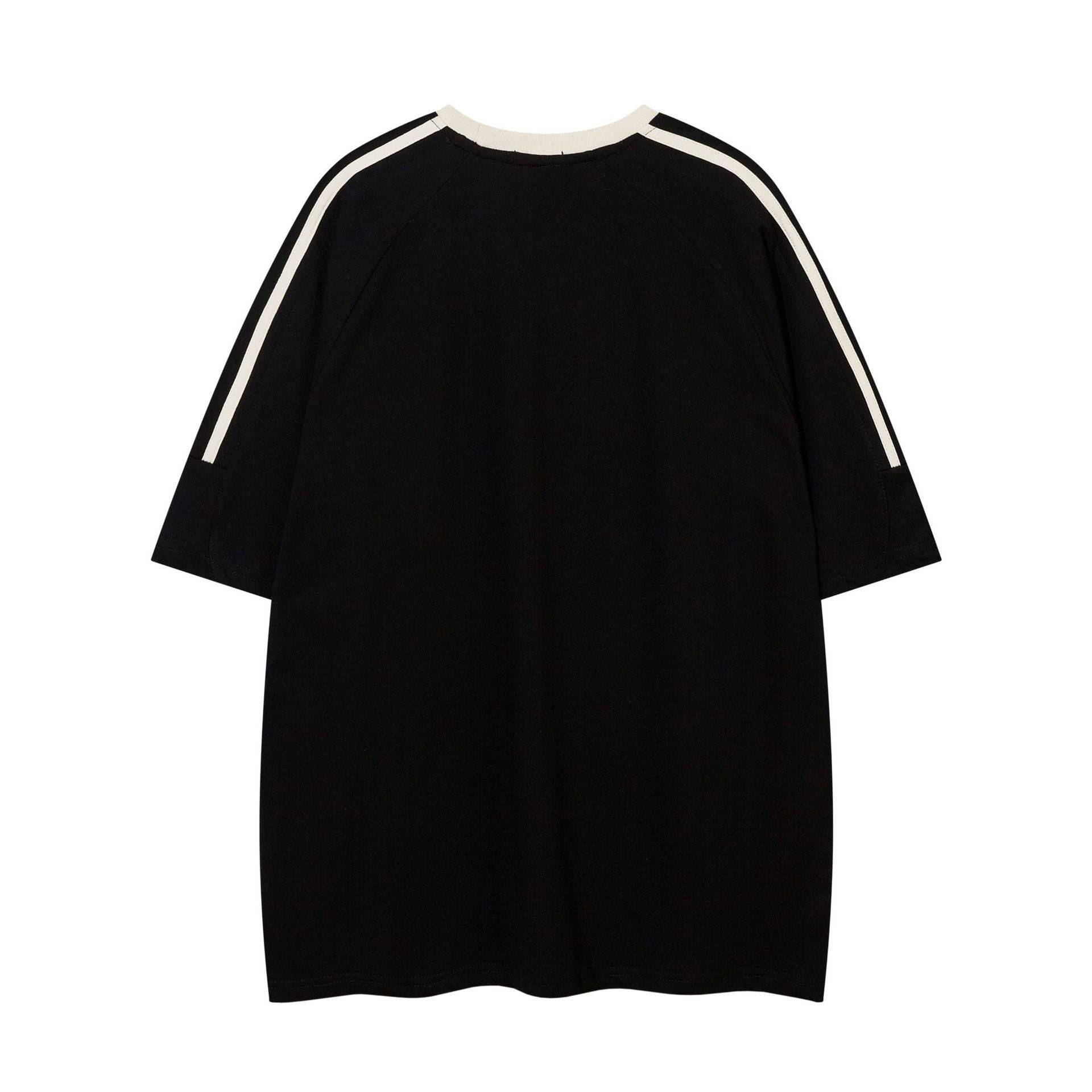 Patchwork Stripes T-shirt Short-sleeved Cotton Sports Top Men - globaltradeleader