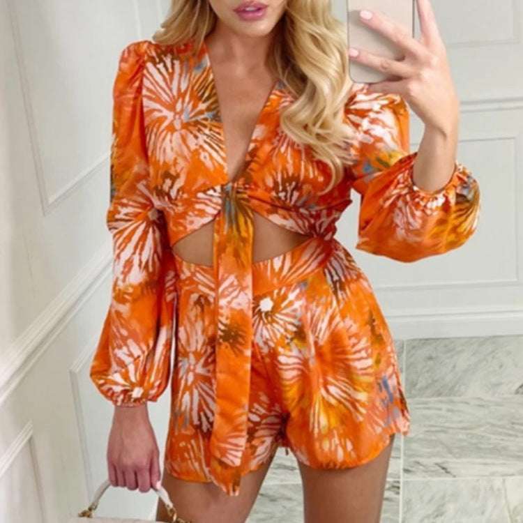 Printed Long-sleeved Shirt Shorts - globaltradeleader