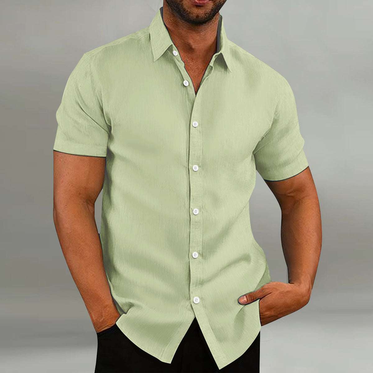 Men's Vintage Cotton Linen Casual Loose Short Sleeves Shirt - globaltradeleader