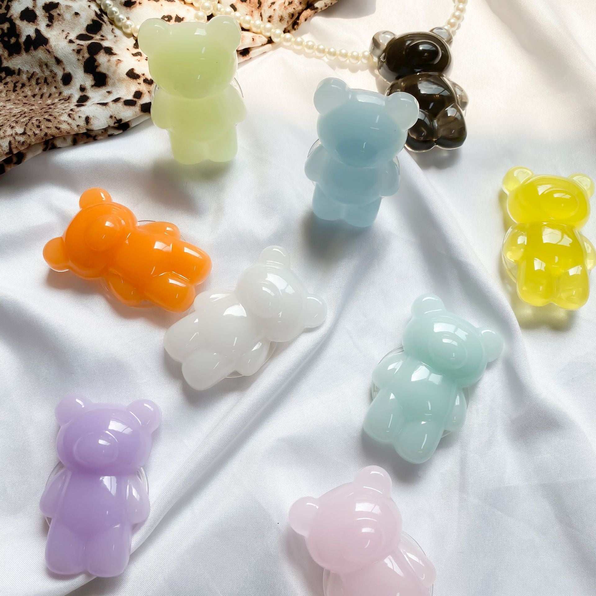 Epoxy Three-dimensional Bear Mobile Phone Airbag Bracket Transparent Paste Retractable Ins Wind Ring Buckle