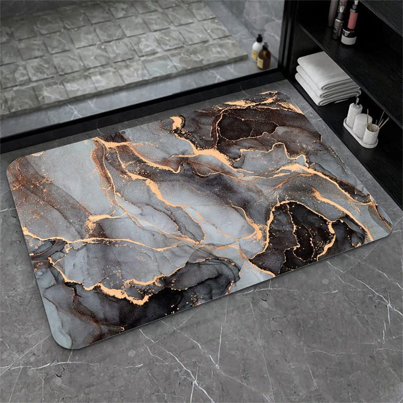 Nordic Light Luxury Marbling Diatom Ooze Absorbent Non-slip Floor Mat Toilet Door Quick-drying Feet - globaltradeleader