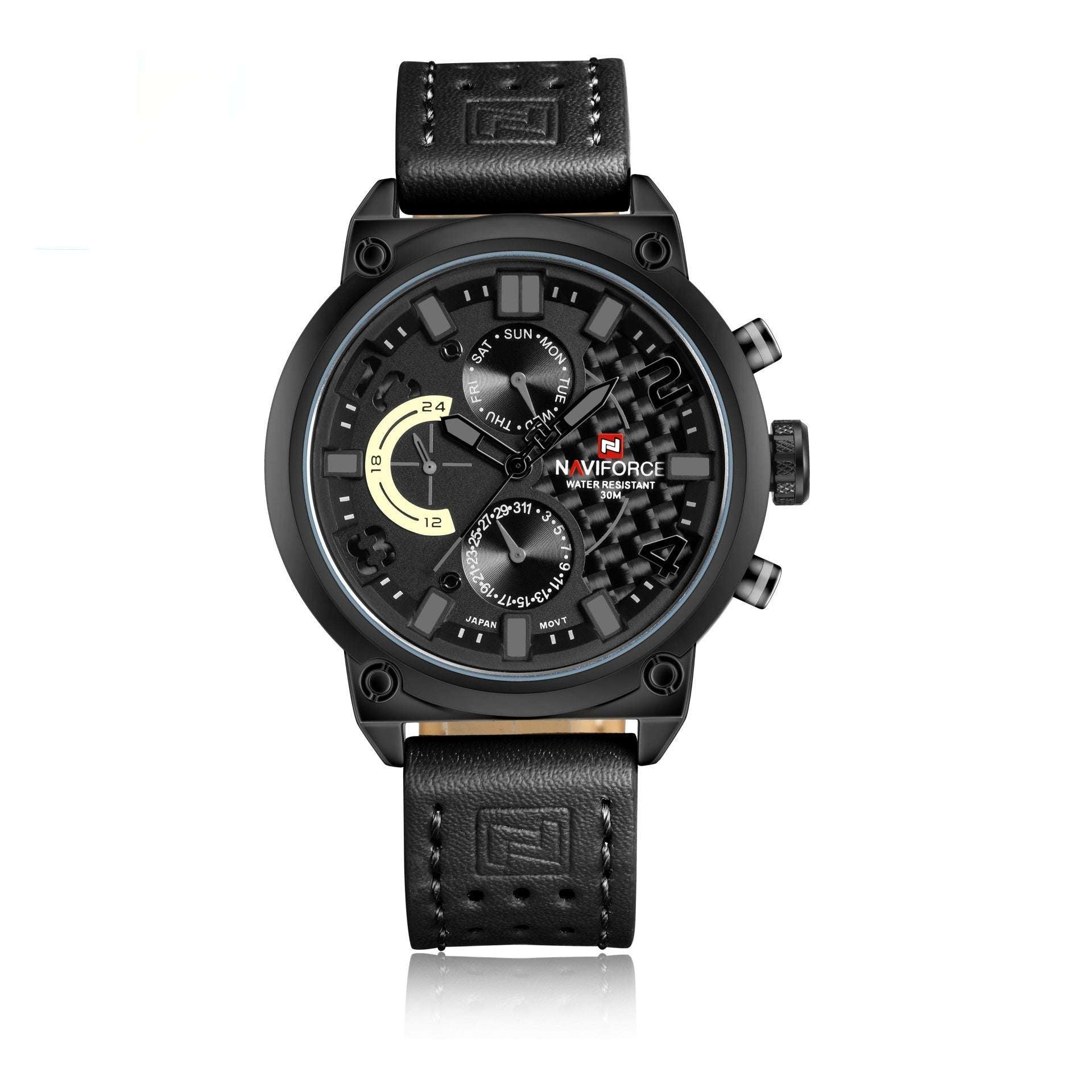 Men's Leather Belt Quartz Watch Waterproof Leisure