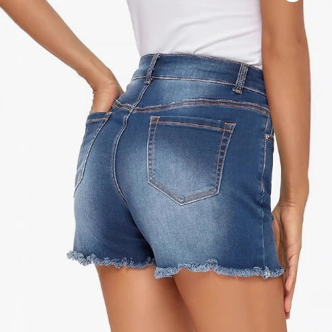 Summer High Waist All-match Slim Fit Tassel Women's Denim Shorts - globaltradeleader