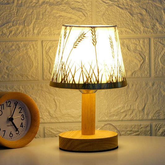 Creative Solid Wood Fabric Usb Bedroom Bedside Lamp - globaltradeleader