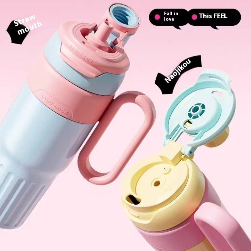 780ml Gradient Double Drink Thermal Cup Stainless Steel With Lid Coffee Cup Thermos Large Capacity Straw Cup For Male And Female - globaltradeleader