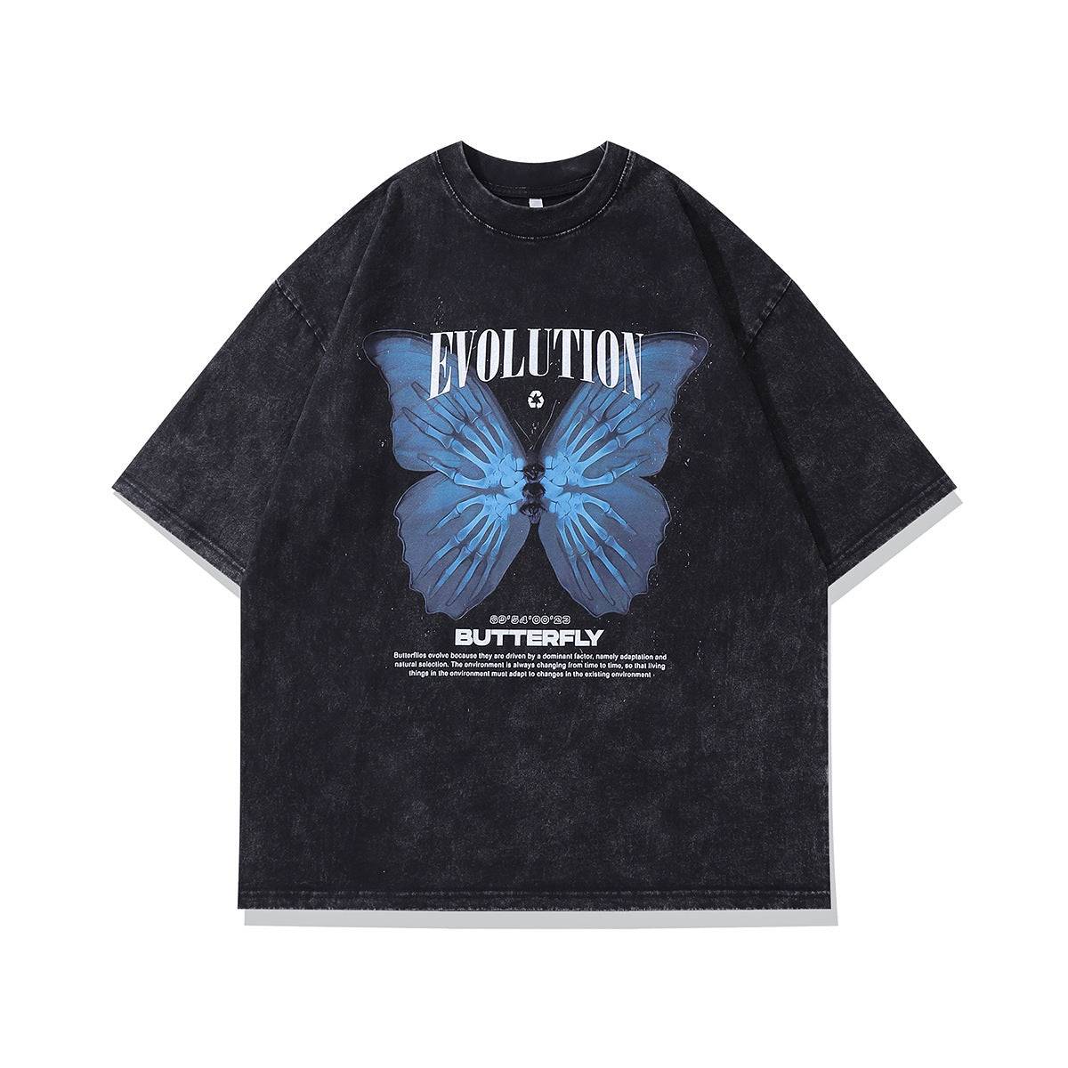 Retro Cartoon Printed Loose Round Neck Short Sleeve T-shirt - globaltradeleader