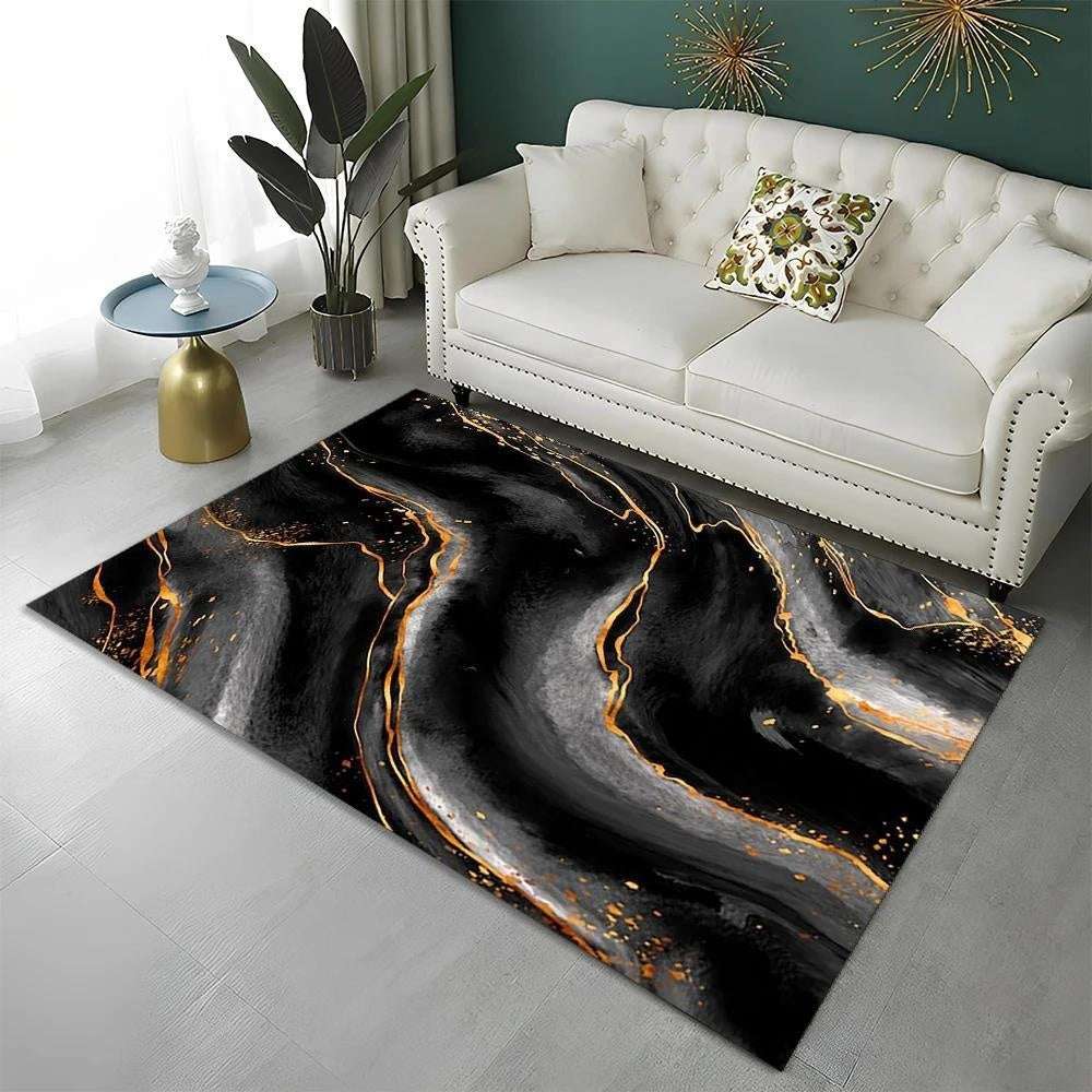Green Blue Black Marble Nordic Carpet Flannel Printed Mat - globaltradeleader