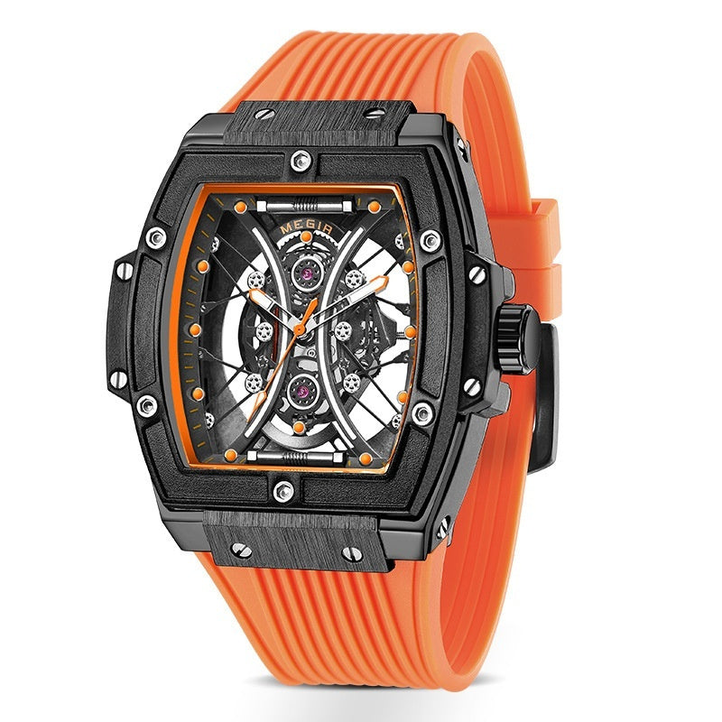 Men's Tonneau Fashion Trend Silicone Strap Luminous Sports Watch - globaltradeleader