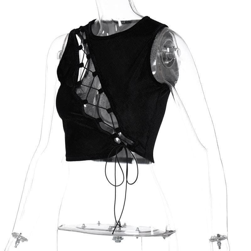 Chest Cutout Strap Sexy Vest - globaltradeleader