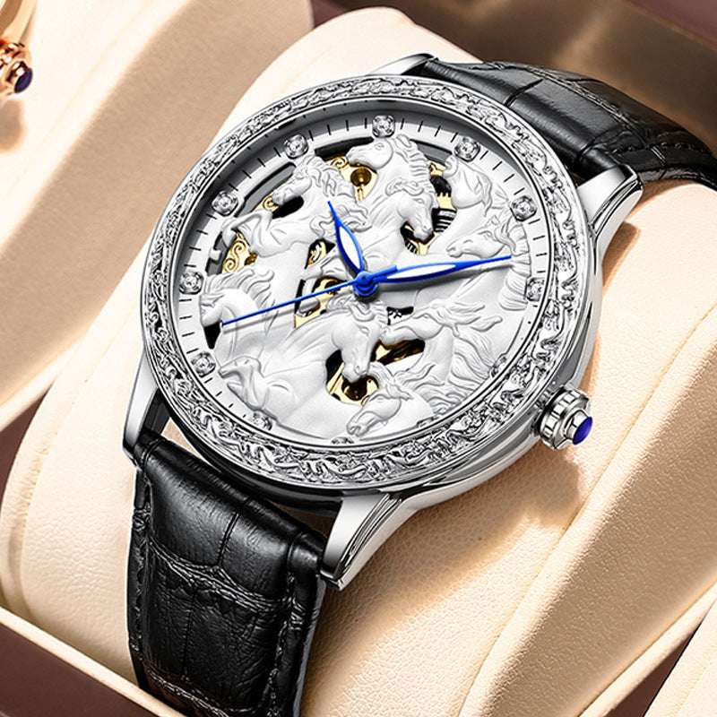 Fashion Hollowed-out Automatic Mechanical Waterproof Watch - globaltradeleader