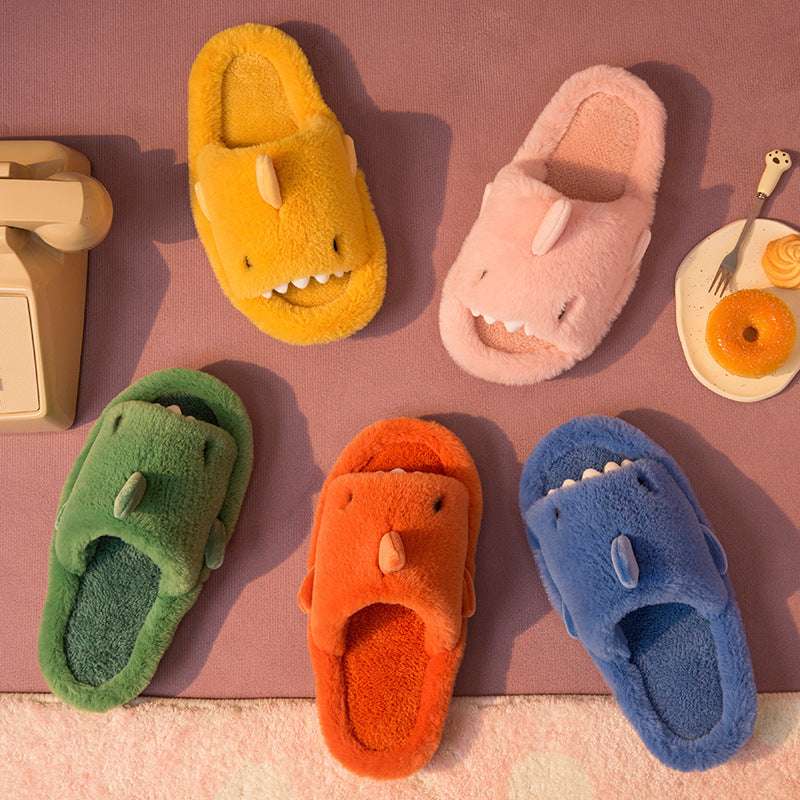 Shark Slippers Fluffy Slippers For Women Couple House Shoes Winter - globaltradeleader