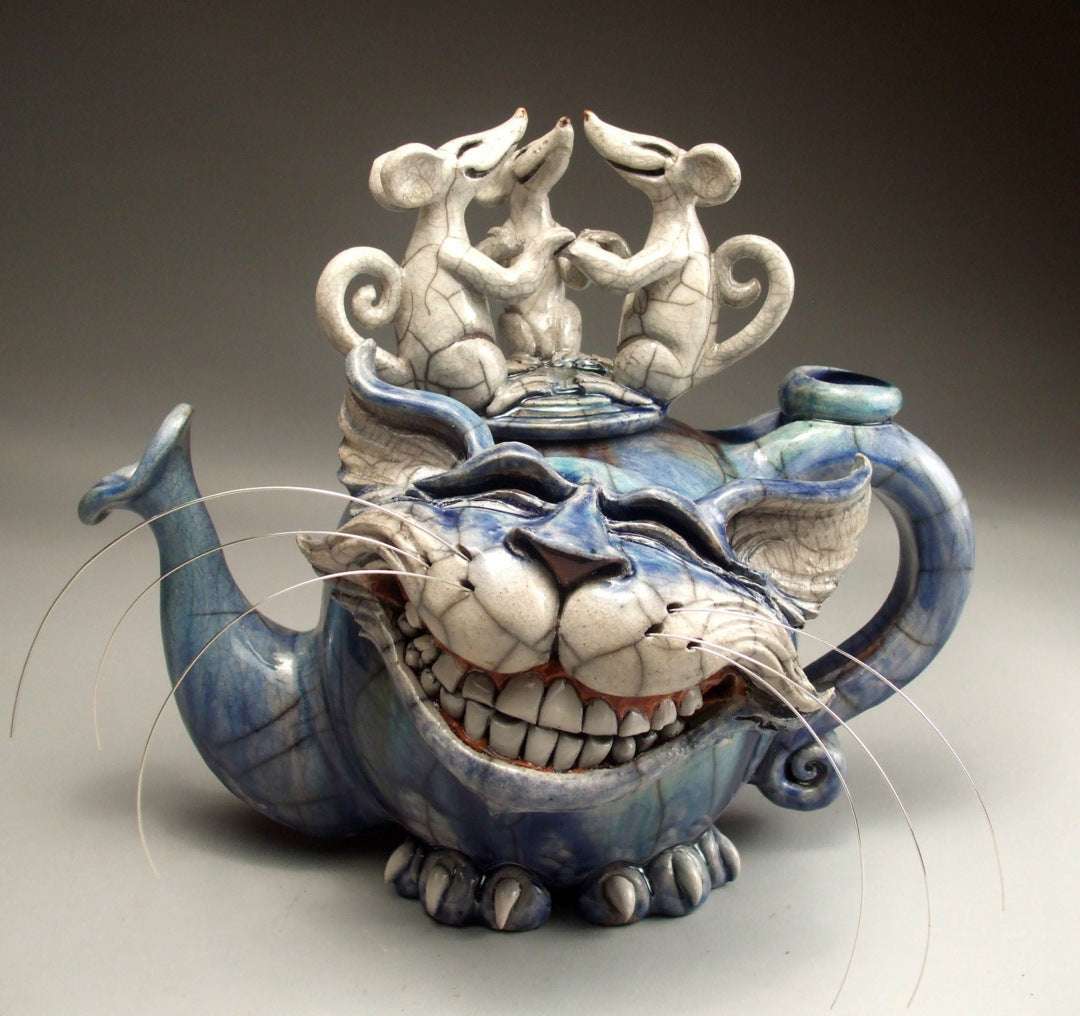 Handmade Art Cat Teapot Devil Cat Resin Craft Ornament