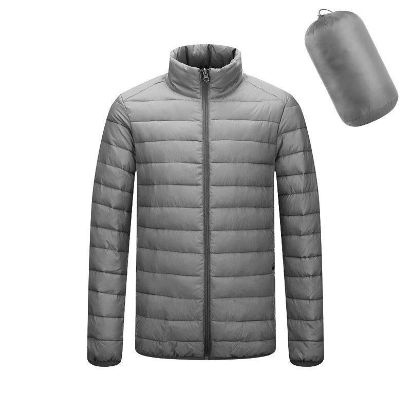 Men's Lightweight Hooded Coat Winter Warm Solid Color Zipper Jacket Fashion Portable Outerwear Top Clothing - globaltradeleader
