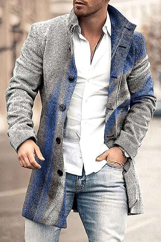 Men's Woolen Stand Collar Mid-length Trench Coat - globaltradeleader