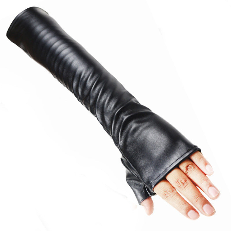 Lengthened Touch Screen Autumn And Winter Leather Liuding Warm PU Gloves - globaltradeleader
