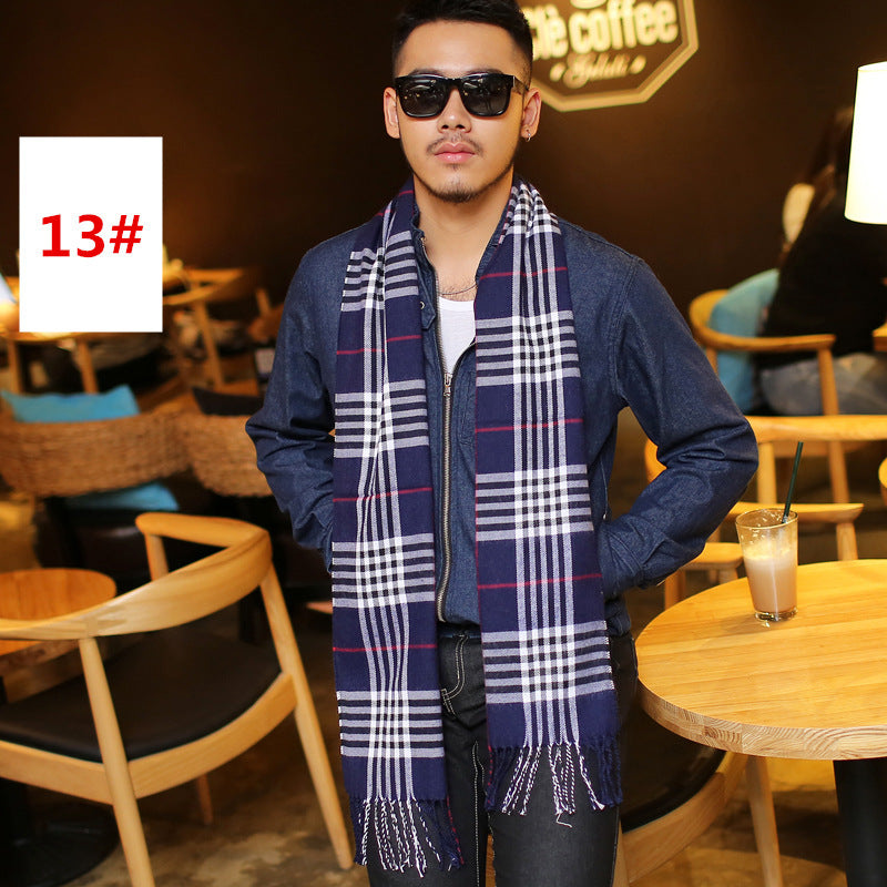 Men's Fashion Casual Warm Plaid Scarf