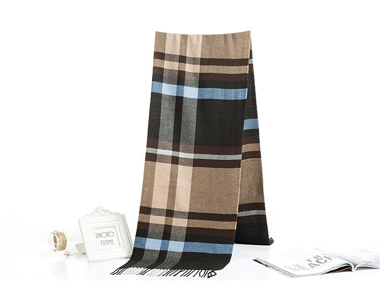 All-match Simple Men's Plaid Warm Scarf