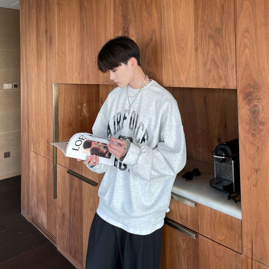 Men's Alphabet Print Vintage Sweatshirt Top