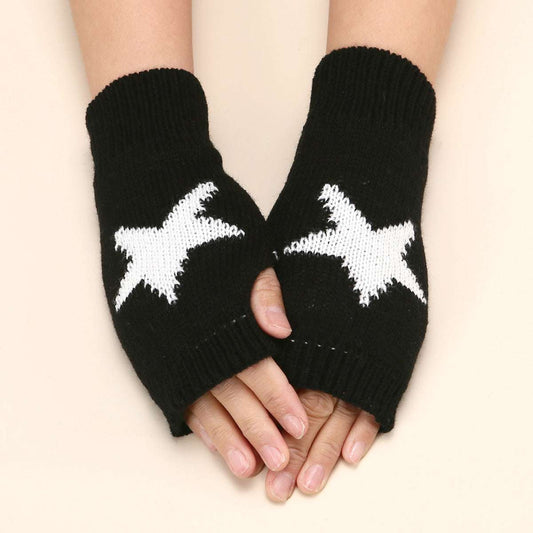 Autumn And Winter Acrylic Wool Five-pointed Star Gloves Warm Oversleeve - globaltradeleader