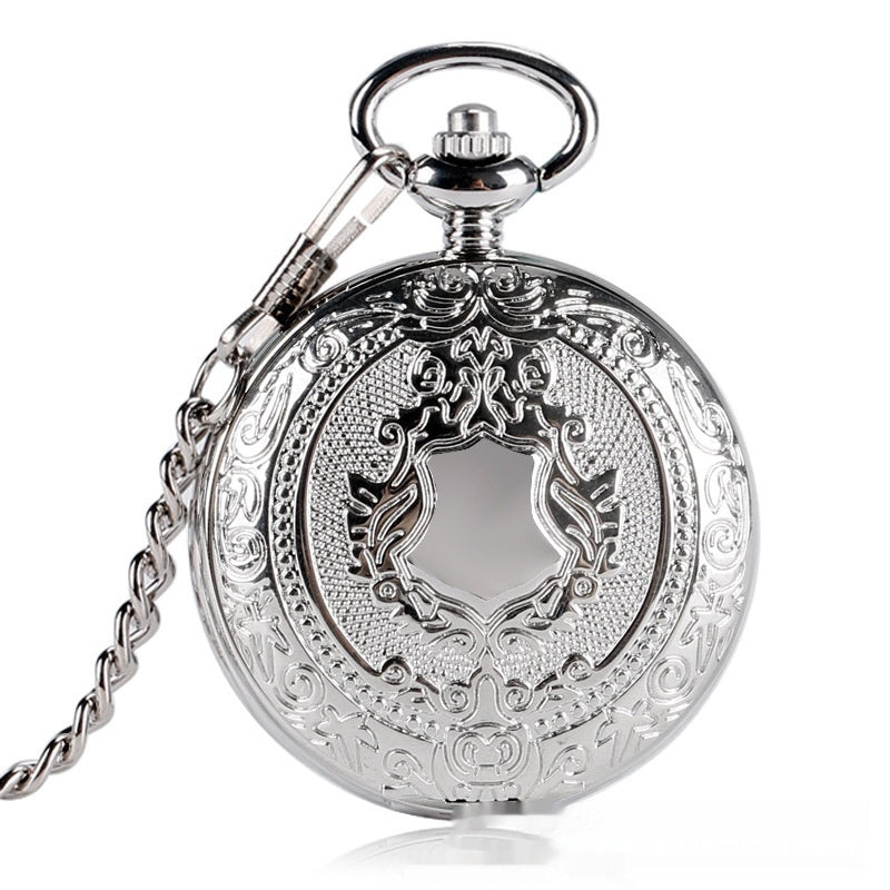 Flip Necklace Gold Double-sided Carved Shield Manual Manipulator Pocket Watch - globaltradeleader