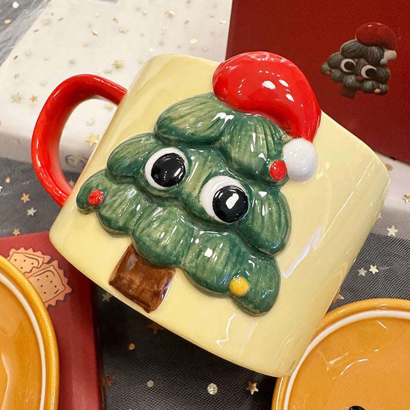 Hand-painted 3D Cute Christmas Tree-shaped Water Cup Mug - globaltradeleader