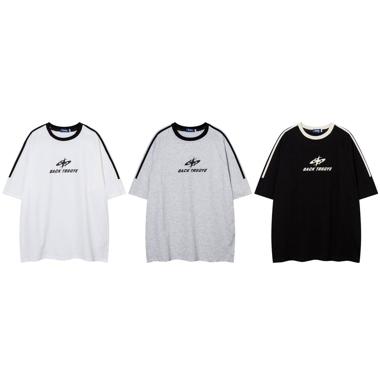 Patchwork Stripes T-shirt Short-sleeved Cotton Sports Top Men - globaltradeleader