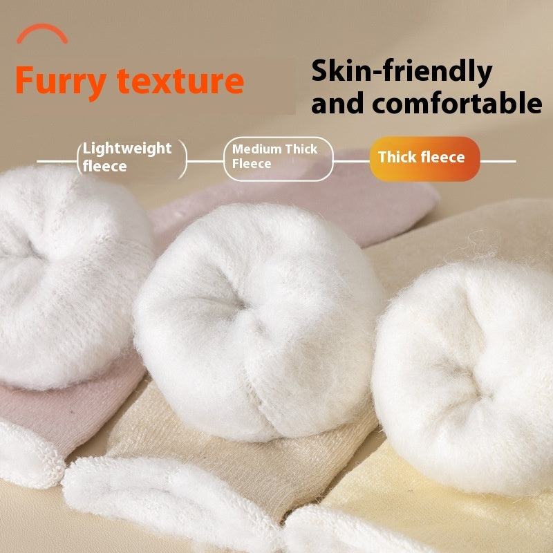 Women's Mid-calf Winter Fleece Lined Padded Warm Keeping Sleeping Floor Cashmere Socks - globaltradeleader