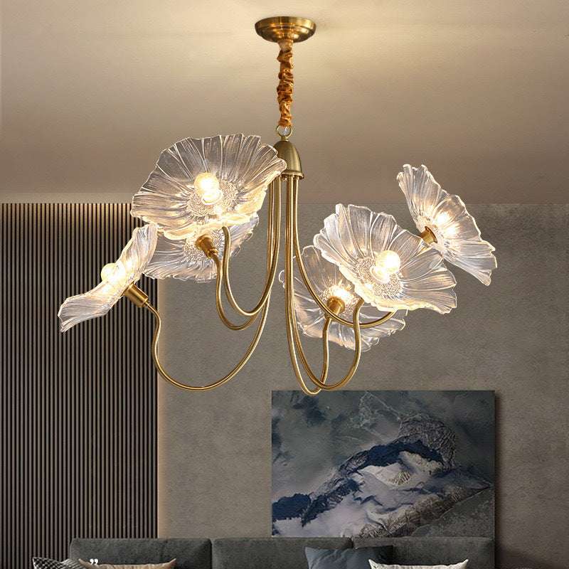 Modern Simple Home Glass Lotus Leaf Chandelier - globaltradeleader