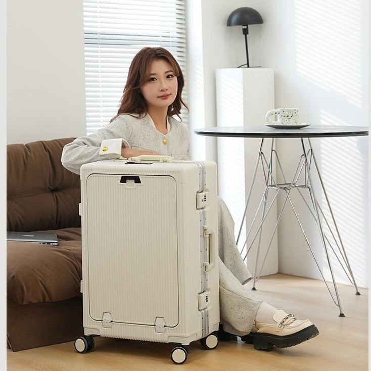 Trolley Aluminum Frame Large Capacity Front Opening Luggage - globaltradeleader