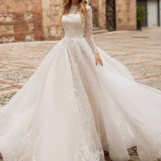 Long Sleeve Exquisite Wedding Dress - globaltradeleader