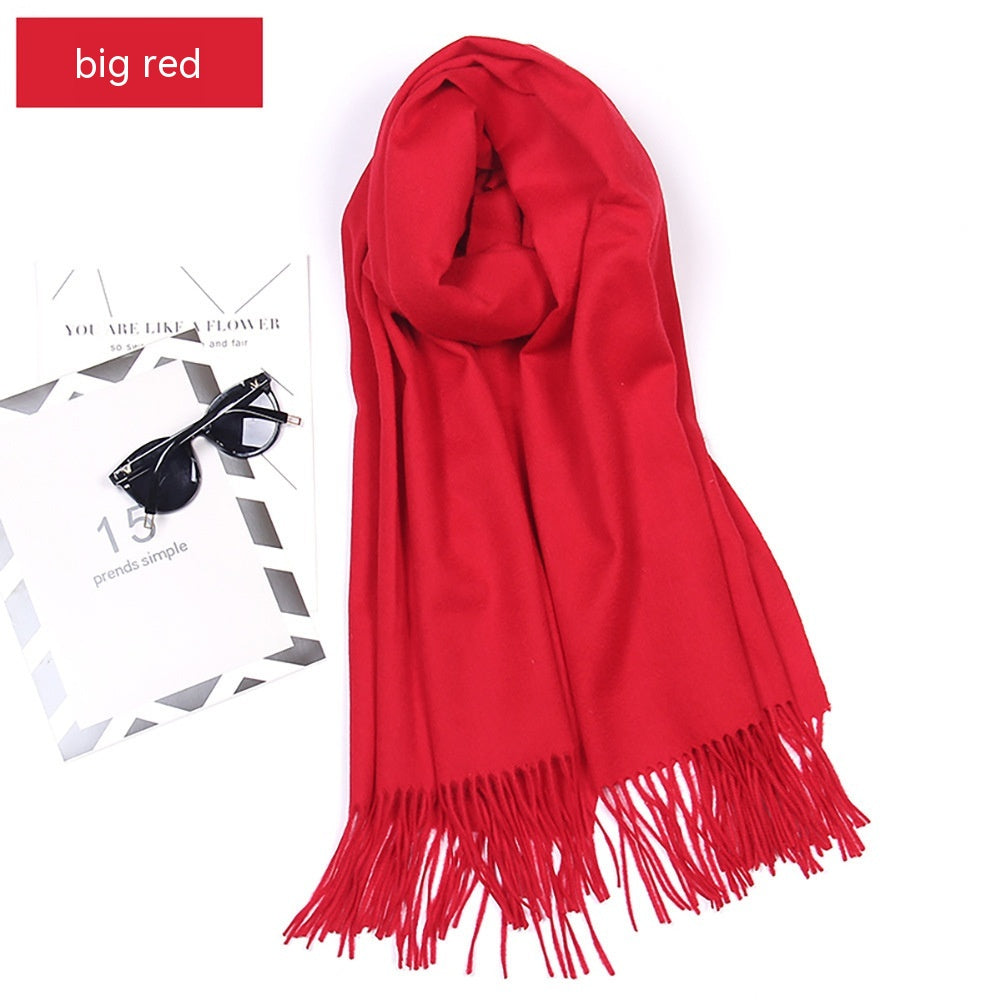 Women's Solid Color Lambswool Fringe Bib