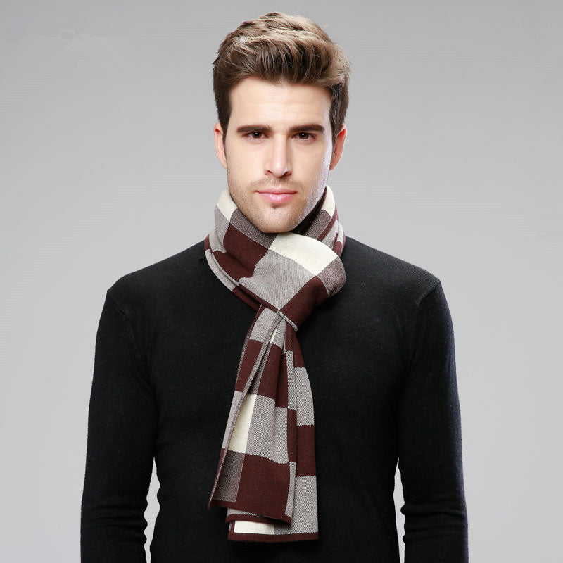 Classic And Fashionable British Checked Cashmere Scarf For Men's Warmth