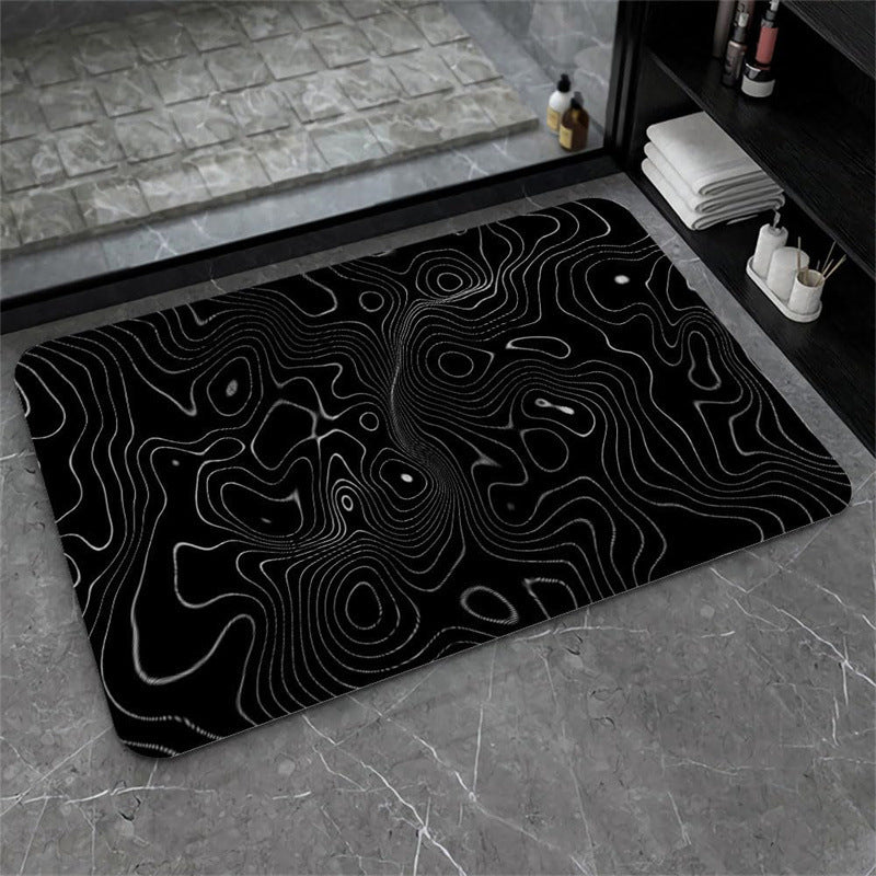 Nordic Light Luxury Marbling Diatom Ooze Absorbent Non-slip Floor Mat Toilet Door Quick-drying Feet - globaltradeleader