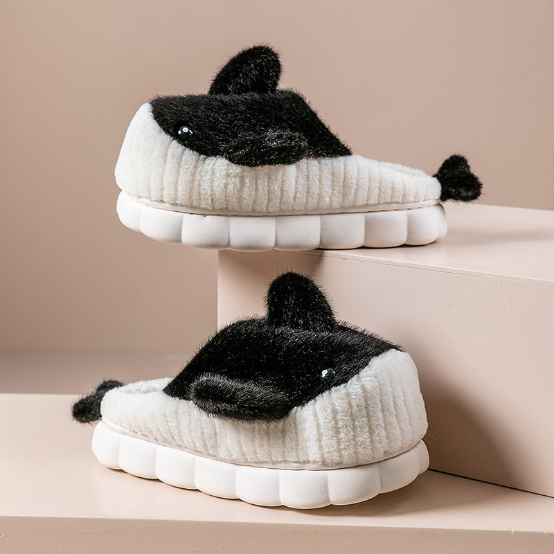 Winter Cute Shark Shoes Women Thick Sole Warm Plush Home Fluffy Slippers Outdoor Garden Indoor Floor House Shoes - globaltradeleader
