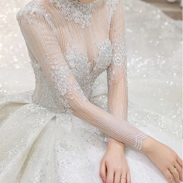 Long Sleeve French Vintage Light Wedding Dress Bride - globaltradeleader