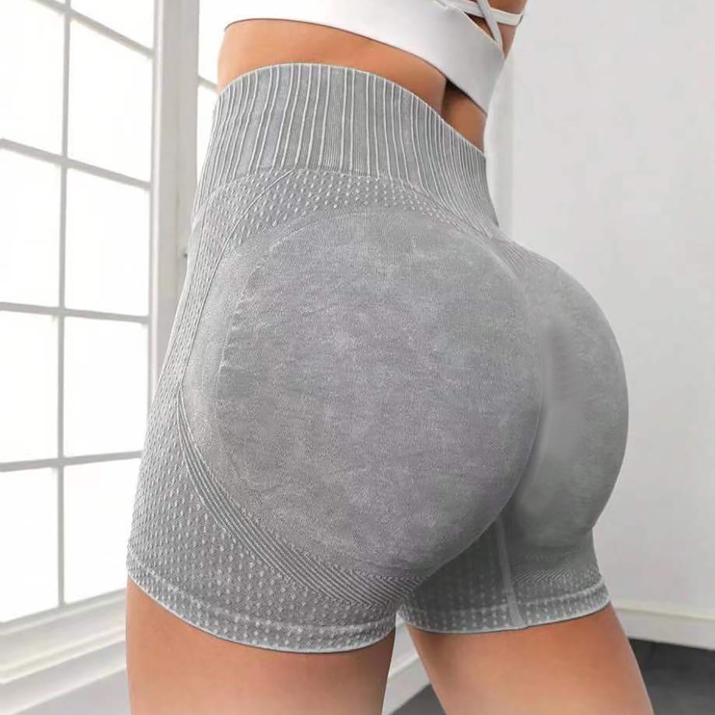 High-waisted Hip-lifting Fitness Pants Solid Color Quick-drying Tight Running Sports Yoga Shorts Women - globaltradeleader