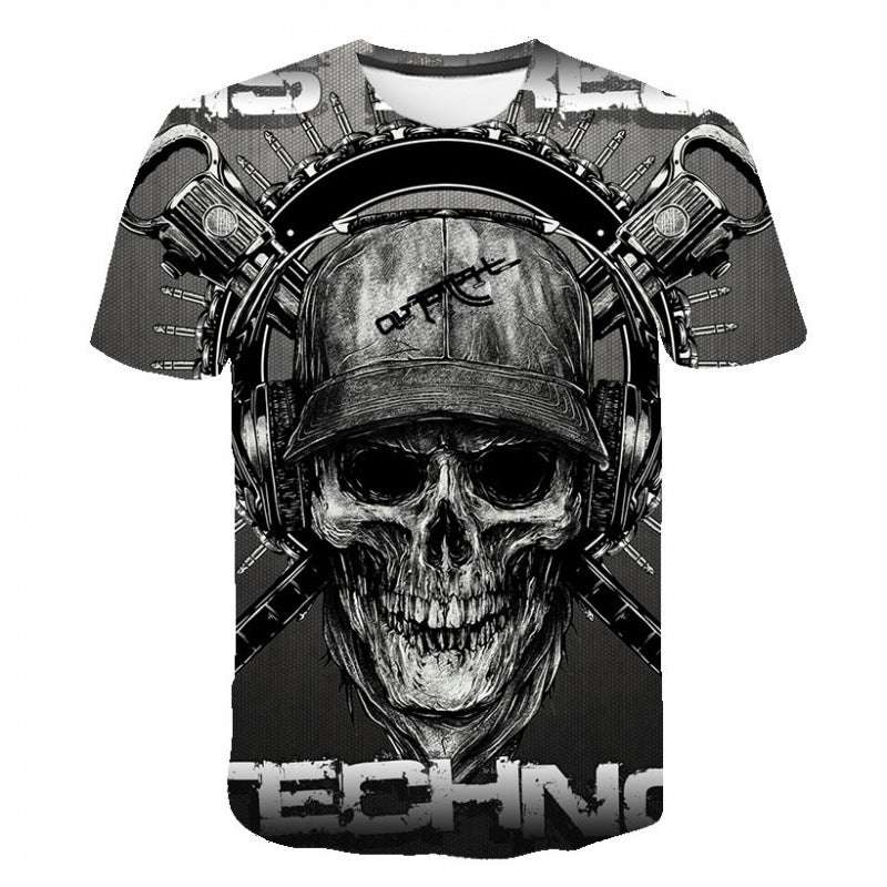 Hip Hop Skull Pattern 3D Printed Short Sleeve Men