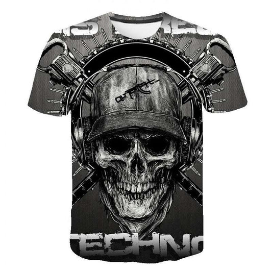Hip Hop Skull Pattern 3D Printed Short Sleeve Men