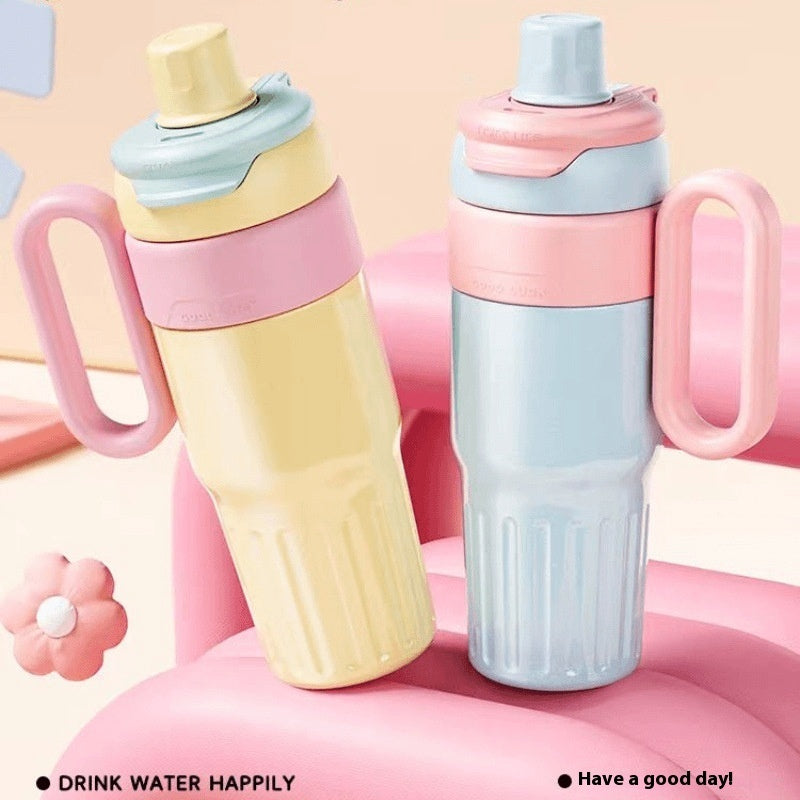 780ml Gradient Double Drink Thermal Cup Stainless Steel With Lid Coffee Cup Thermos Large Capacity Straw Cup For Male And Female - globaltradeleader