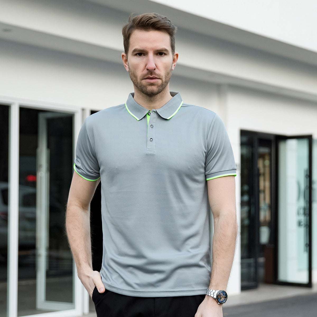 Polo Shirt Men's Thin Lapels Short Sleeve Shirt T-shirt - globaltradeleader