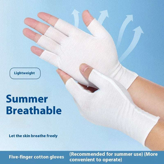 Exposed Five-finger White Cotton Gloves Half-finger And Breathable Sweat-absorbent Thin - globaltradeleader