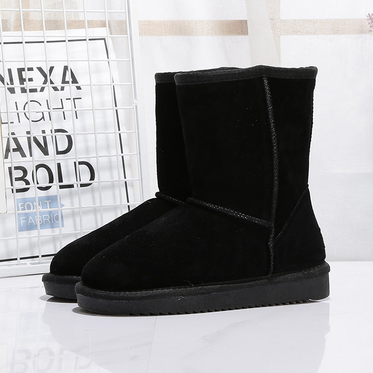 Middle Tube Plus Velvet Warm  Boots Student Cotton Shoes - globaltradeleader