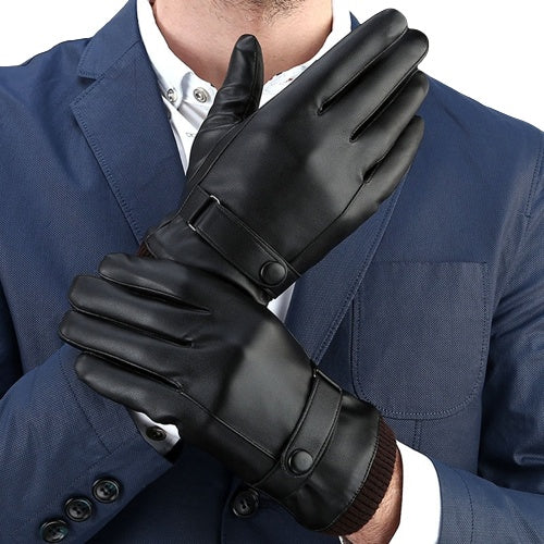 Men's Winter Riding Fleece Padded PU Gloves - globaltradeleader