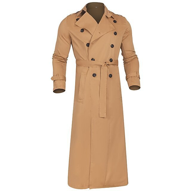 Design Long Trench Coat Large Lapel Double Breasted Belt Coat - globaltradeleader