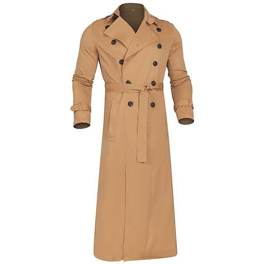 Design Long Trench Coat Large Lapel Double Breasted Belt Coat - globaltradeleader
