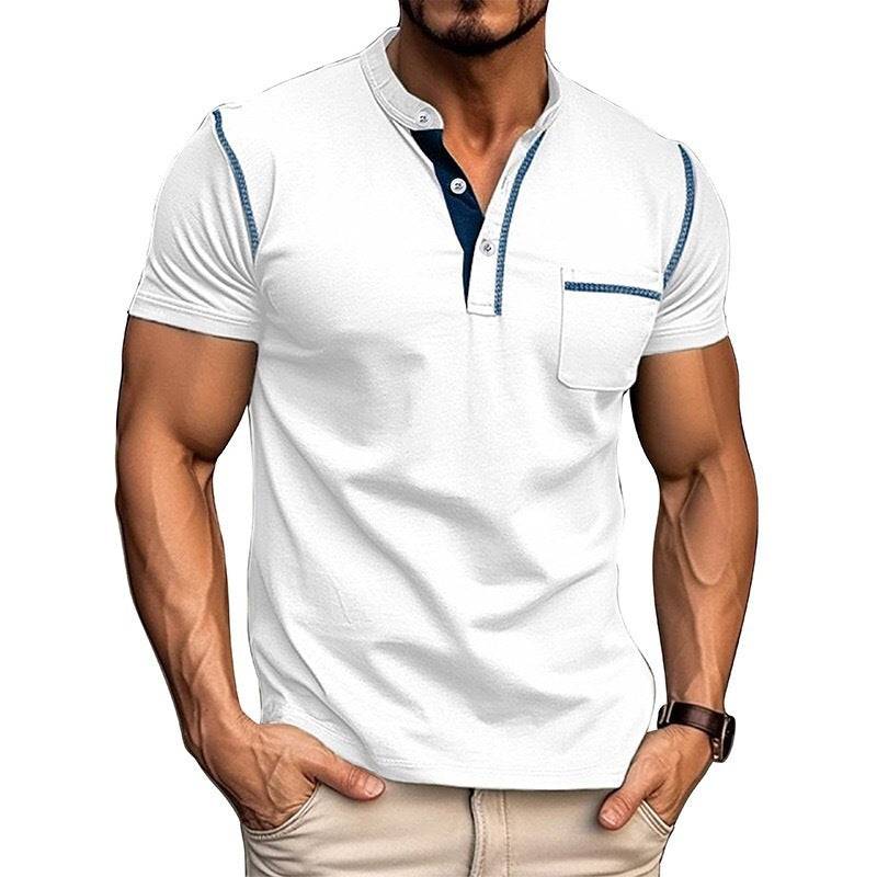 Summer Men's Color Matching Pocket T-shirt Top - globaltradeleader