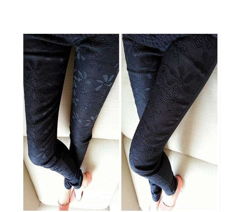 Women Pencil Feet Pants Lace Stitching - globaltradeleader