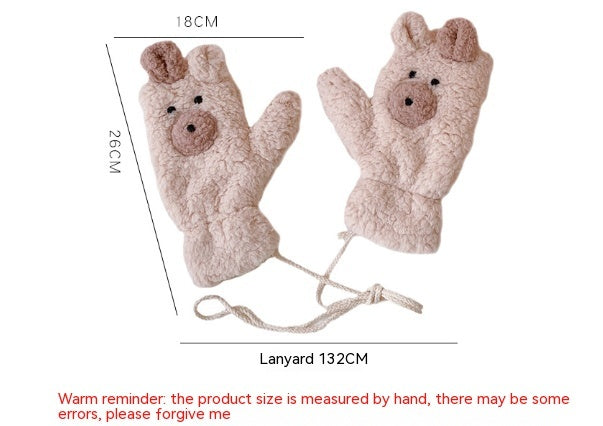 Winter Warm Cartoon Bear Plush Gloves Halter All-inclusive Cold Protection Fleece Thick - globaltradeleader