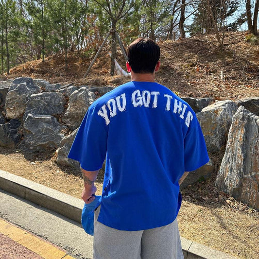 Sports Fitness Short Sleeve Men's Training Loose Casual Letter Jacket - globaltradeleader