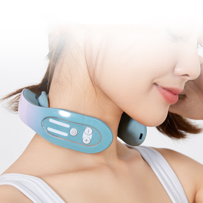 EMS Neck Acupoints Lymphvity Massager Device Intelligent Neck Massager With Heat Blue Hot Design - globaltradeleader
